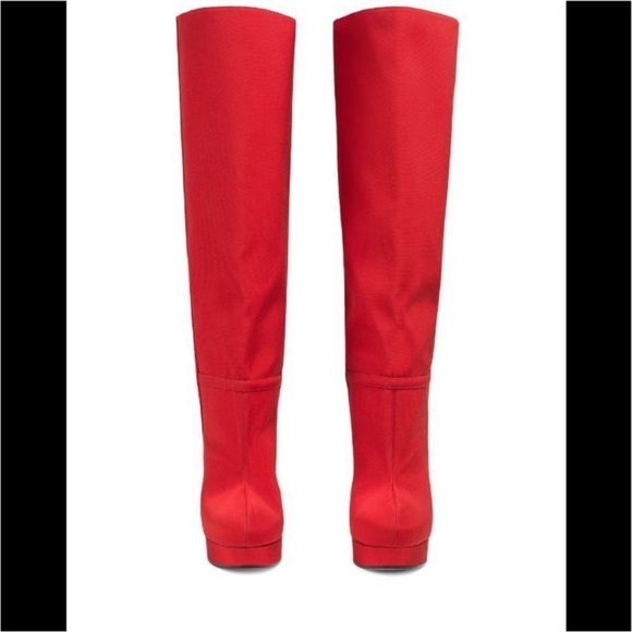 Gucci red ribbed boots new 38 E103 - Picture 4 of 7